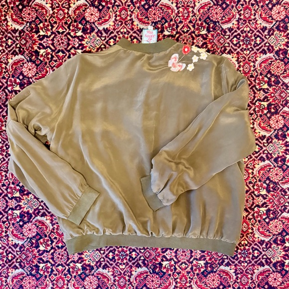 Johnny Was Olive Floral Bomber Jacket - Picture 5 of 6